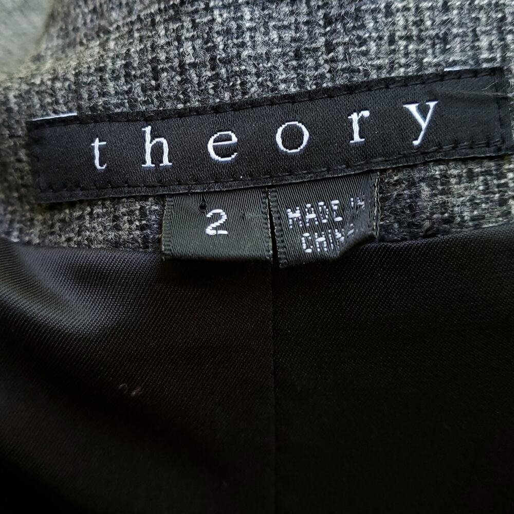 Theory Edynas Gray Wool Tweed Blazer Preppy Ivy Jacket Sz 2 - Picture 14 of 16